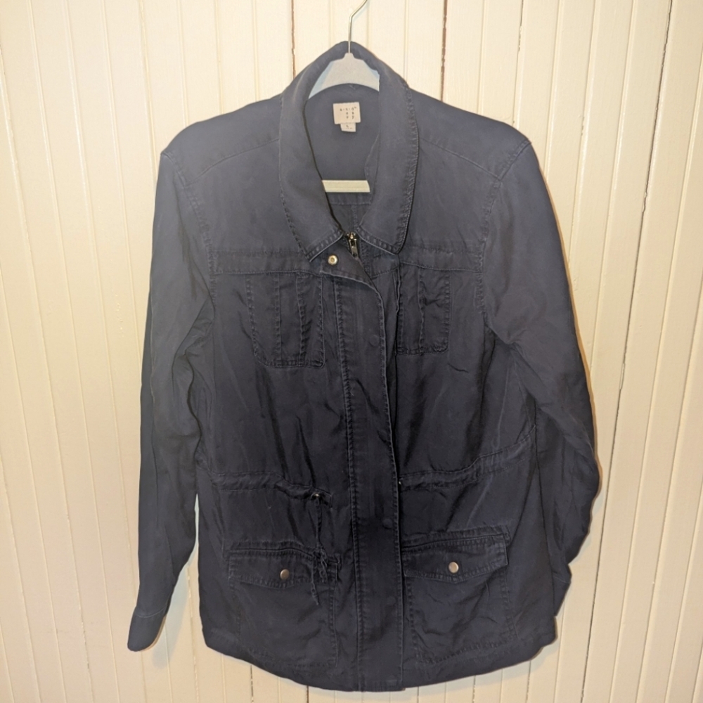 Navy Blue Utility Cargo Jacket Fall Spring by A New Day Size L